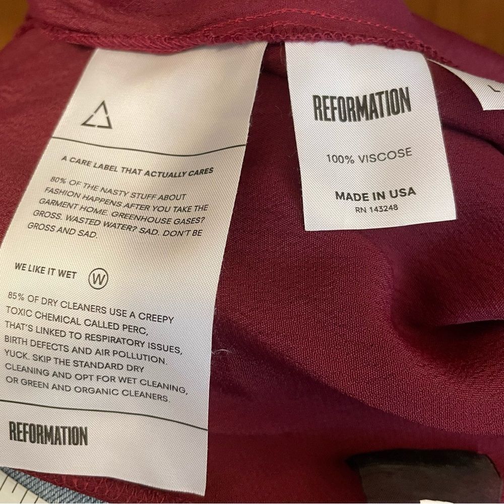 Reformation Burgandy Double V Maxi Slip Dress Size Large - Picture 10 of 11